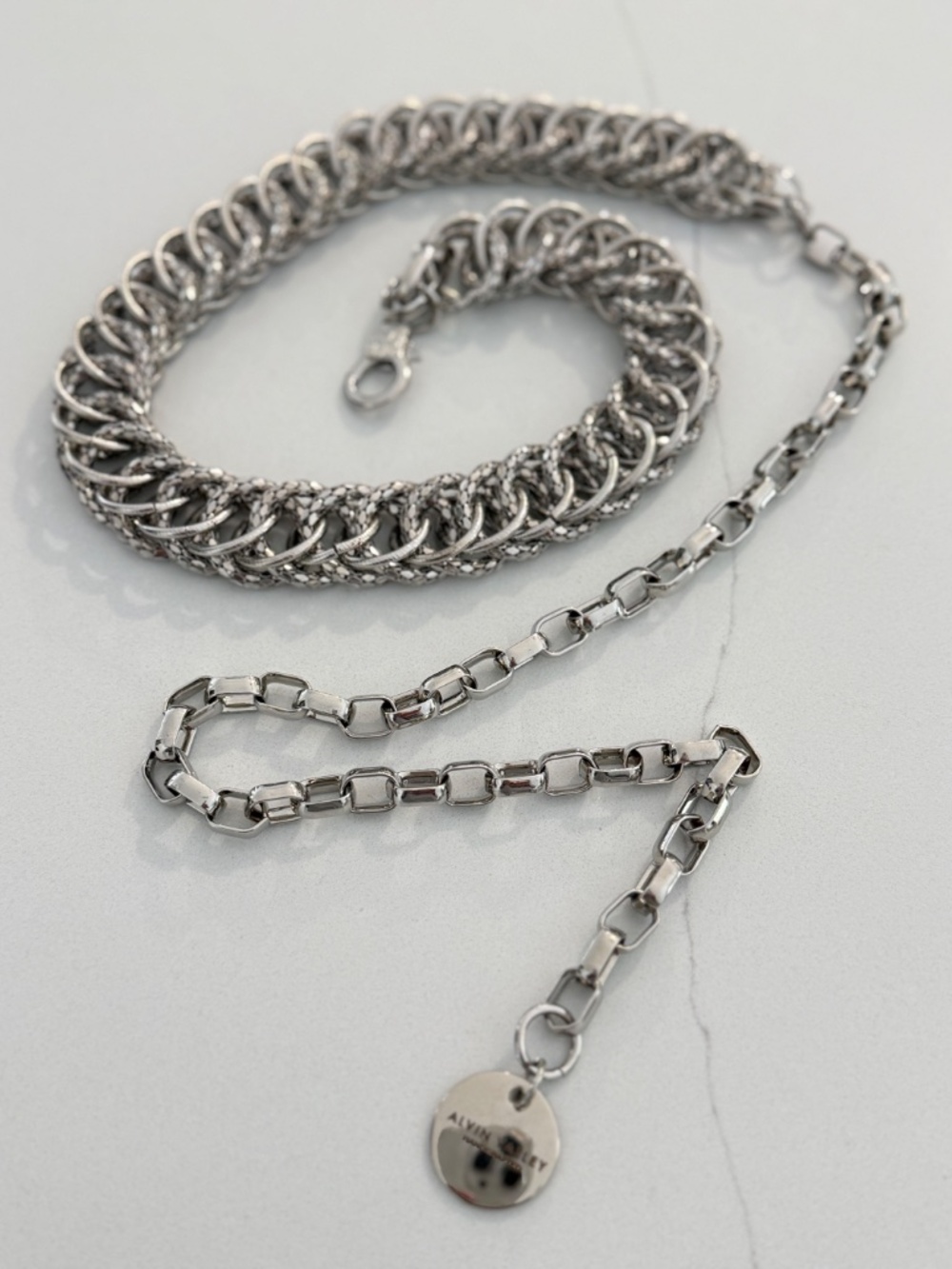 Alvin Valley Silver Chain Waist Belt Adjustable Classic Style